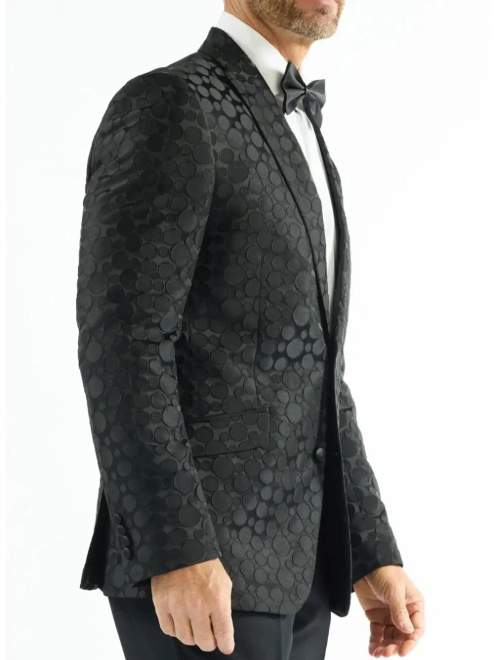 Dotted Jacquard Evening Jacket SAVILE ROW CO - NWT - Size 40 Regular, BLACK